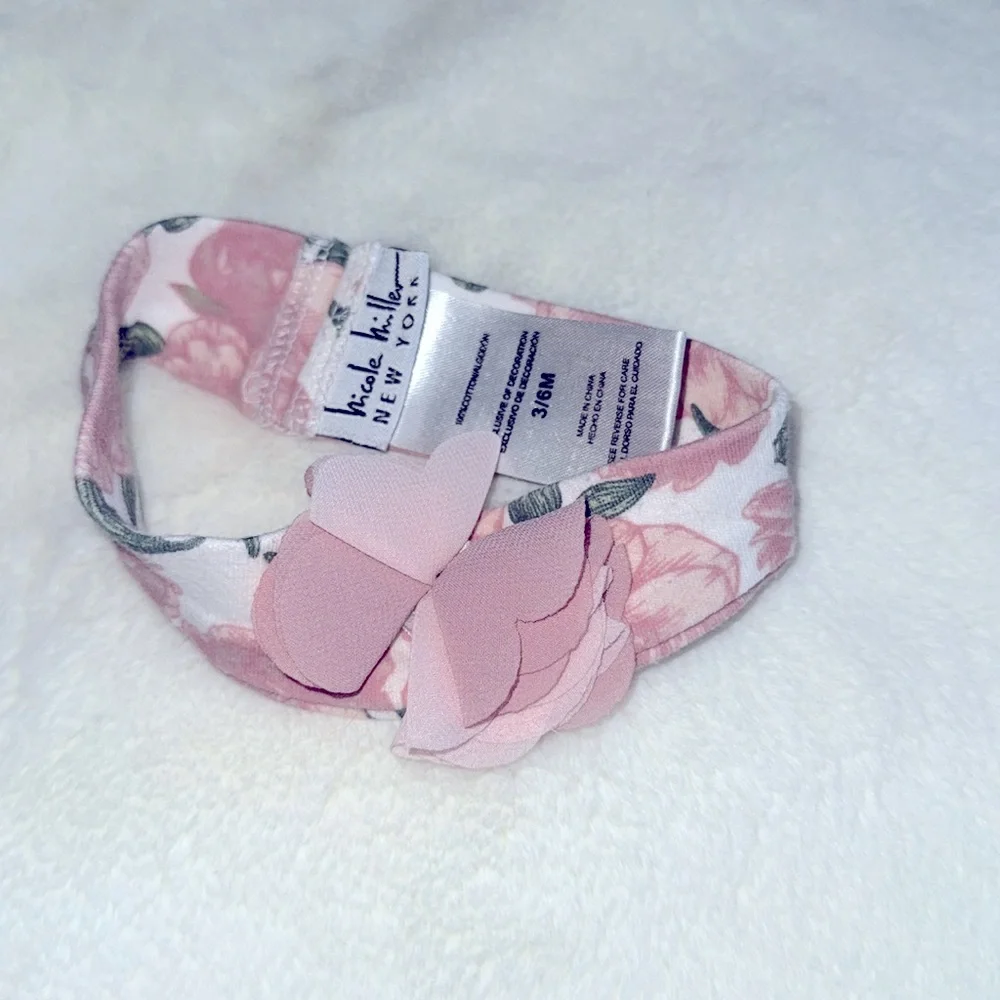 Nicole Miller Girls 3-6 Months Pink Floral Hairband‎
